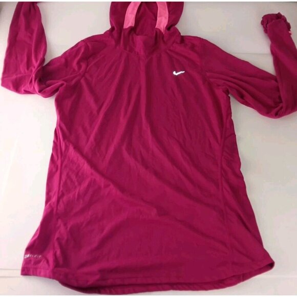 Nike Dri-Fit Running  Women's Fuchsia  Pink Hooded Pullover Activewear  Top Sz M - Picture 4 of 11